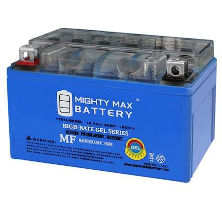 Mighty Max Battery Sealed Lead Acid Battery, 12 V, 6 AH, Nut and Bolt Terminal, GEL Chemistry YTX7A-BSGEL122